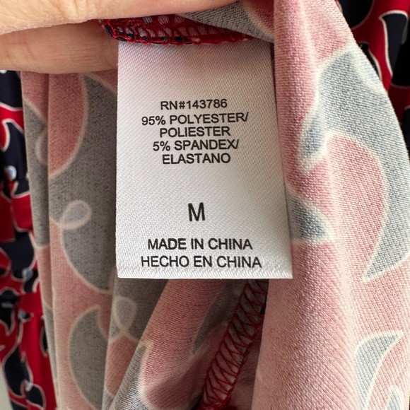 NWT LEOTA Red and Navy High Neck Ladies Career Party Dress, M - Picture 6 of 8